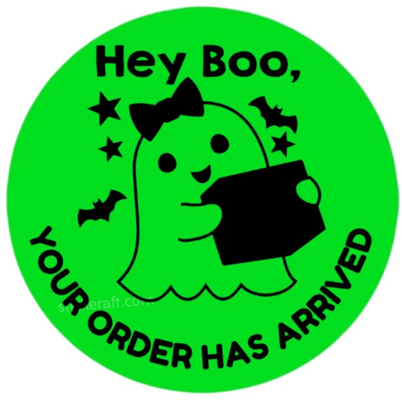 Hey Boo Your Order's Here Packaging Stickers halloween Ghost Customer Thank You - Picture 4 of 4